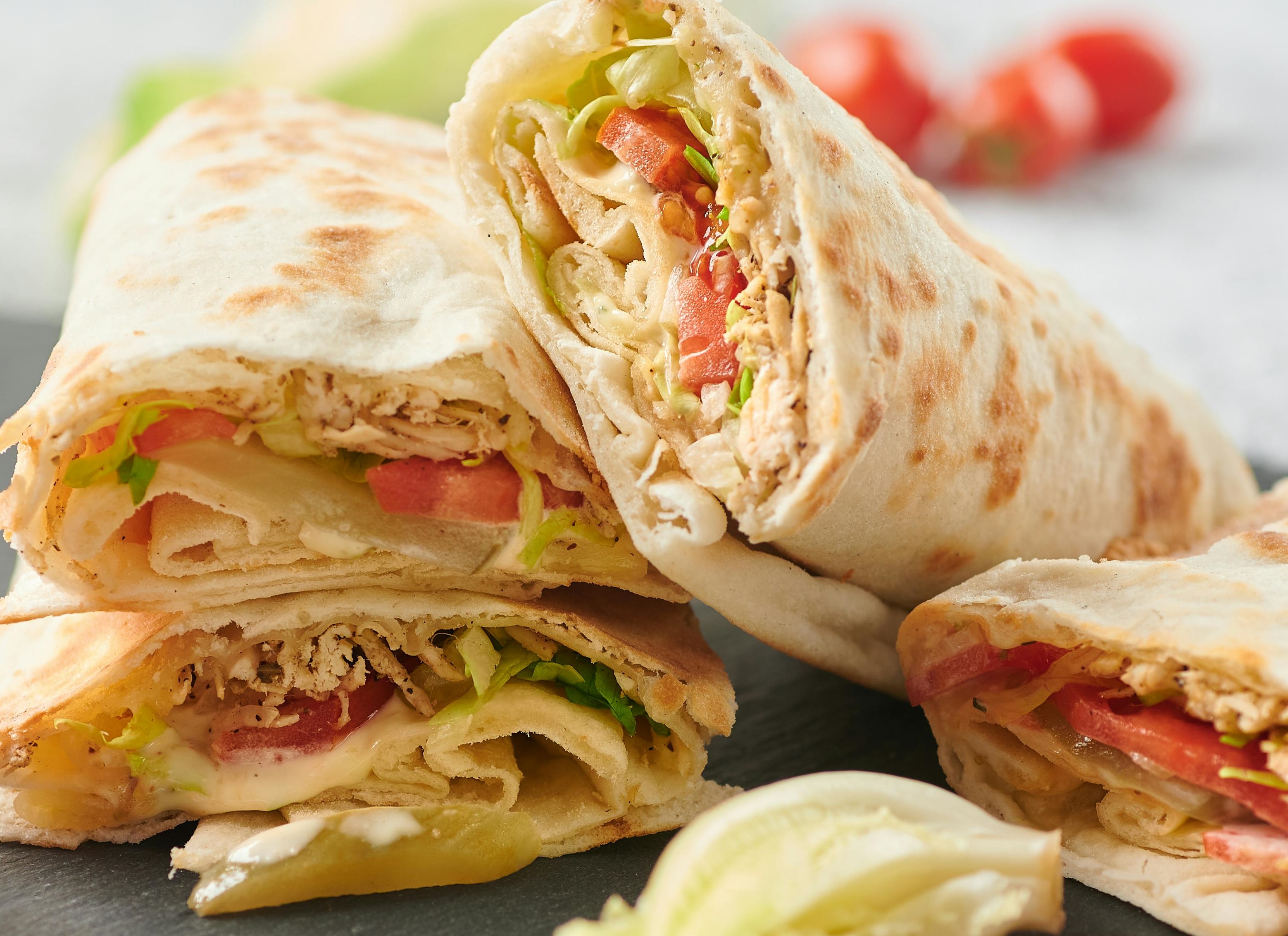 Chicken and avocado wraps