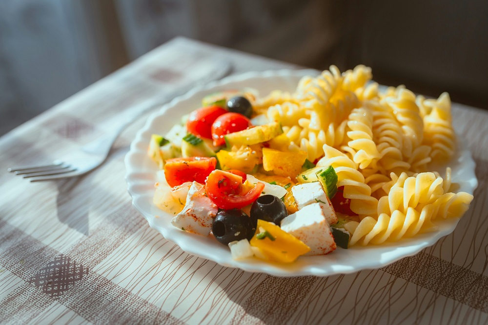 Feta and pasta salad