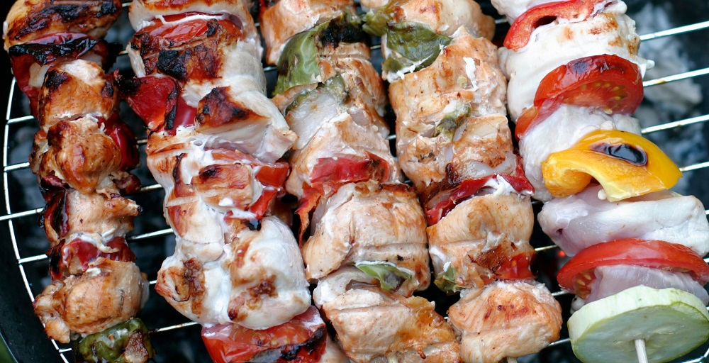 Chicken and vegetable kebabs