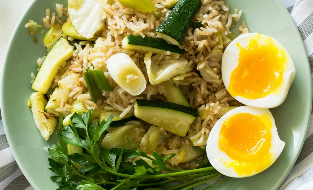 Kedgeree with poached eggs