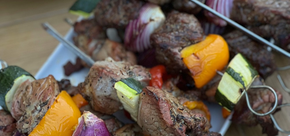 Lamb and courgette skewers