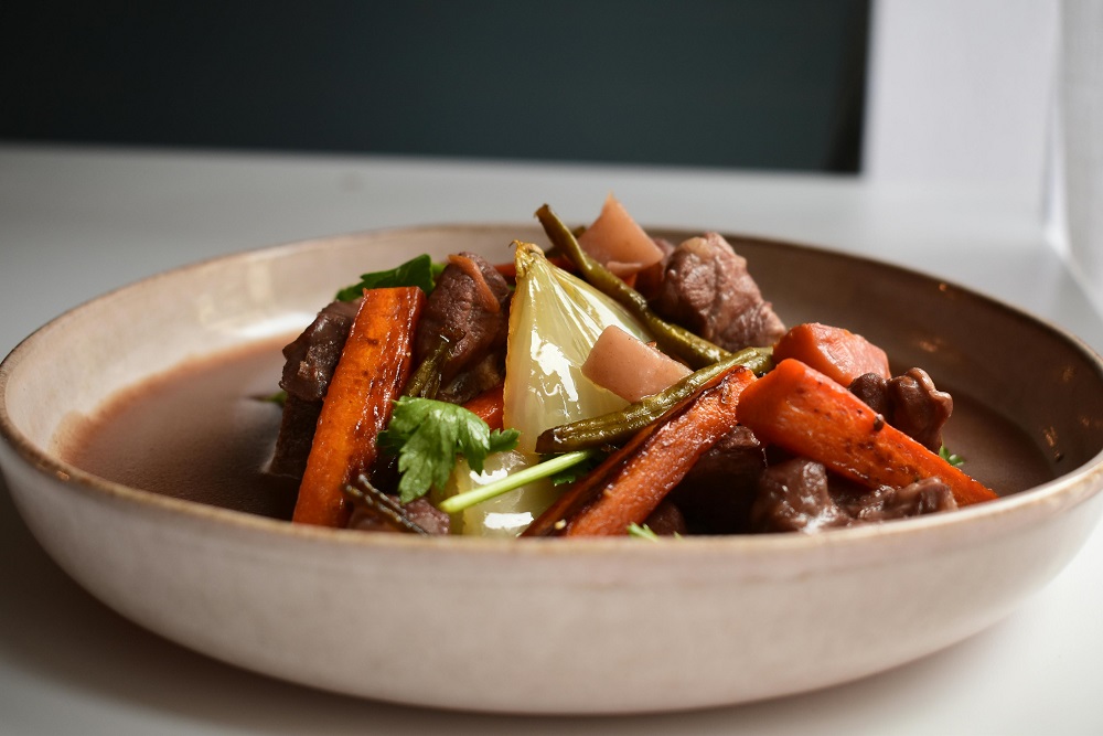 Lamb and lentil stew with carrots and onion